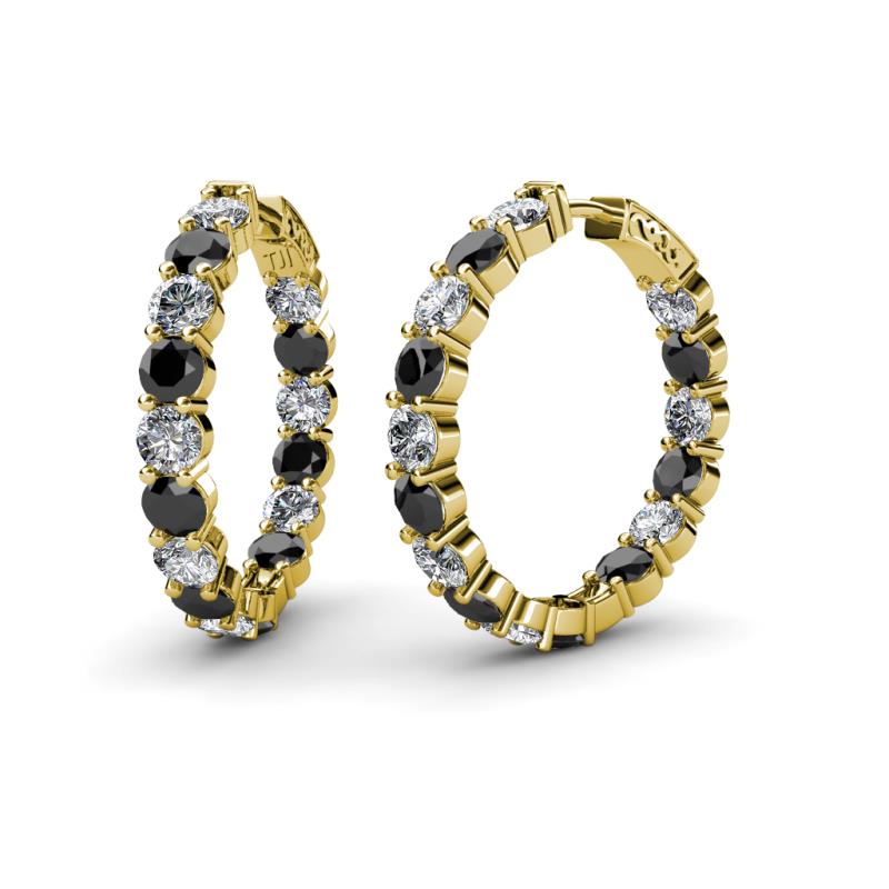 Carisa 12.00 ctw (4.50 mm) Inside Outside Round Black Diamond and Lab Grown Diamond Eternity Hoop Earrings 