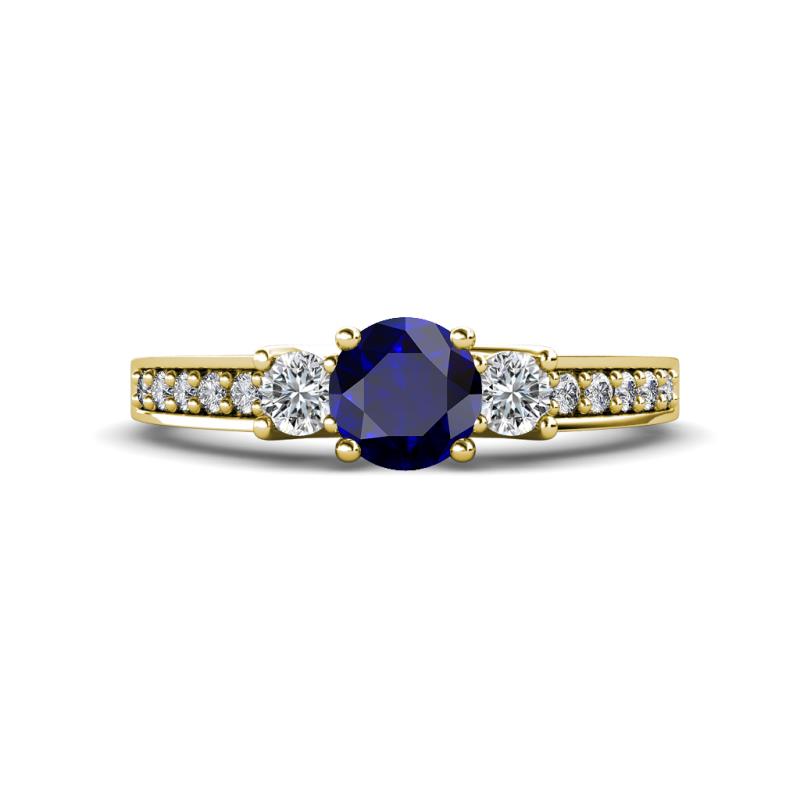 Valene Blue Sapphire and Lab Grown Diamond Three Stone Engagement Ring 