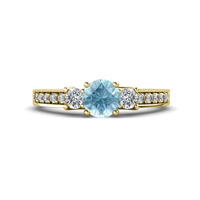 Valene Aquamarine and Lab Grown Diamond Three Stone Engagement Ring 
