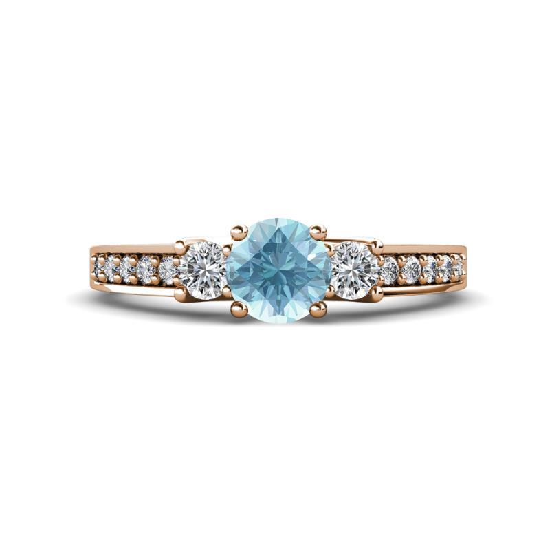 Valene Aquamarine and Lab Grown Diamond Three Stone Engagement Ring 