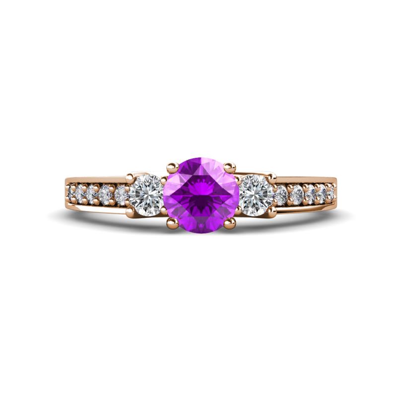 Valene Amethyst and Lab Grown Diamond Three Stone Engagement Ring 