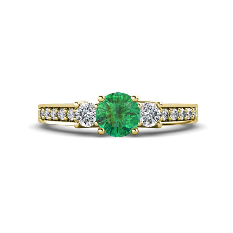 Valene Emerald and Lab Grown Diamond Three Stone Engagement Ring 