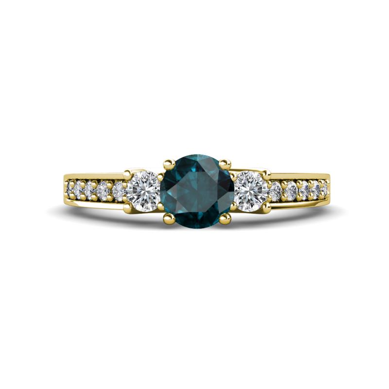 Valene London Blue Topaz and Lab Grown Diamond Three Stone Engagement Ring 