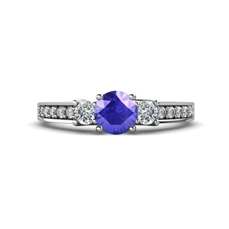 Valene Tanzanite and Lab Grown Diamond Three Stone Engagement Ring 
