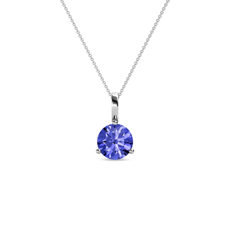 Sheryl Tanzanite Solitaire Pendant Round Tanzanite ct Prong Womens Solitaire Pendant Necklace K White GoldIncluded Inches K White Gold Chain