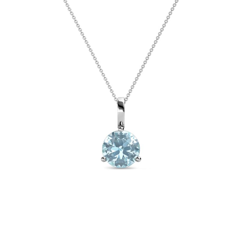 Sheryl 5.00 mm Aquamarine Solitaire Pendant 
