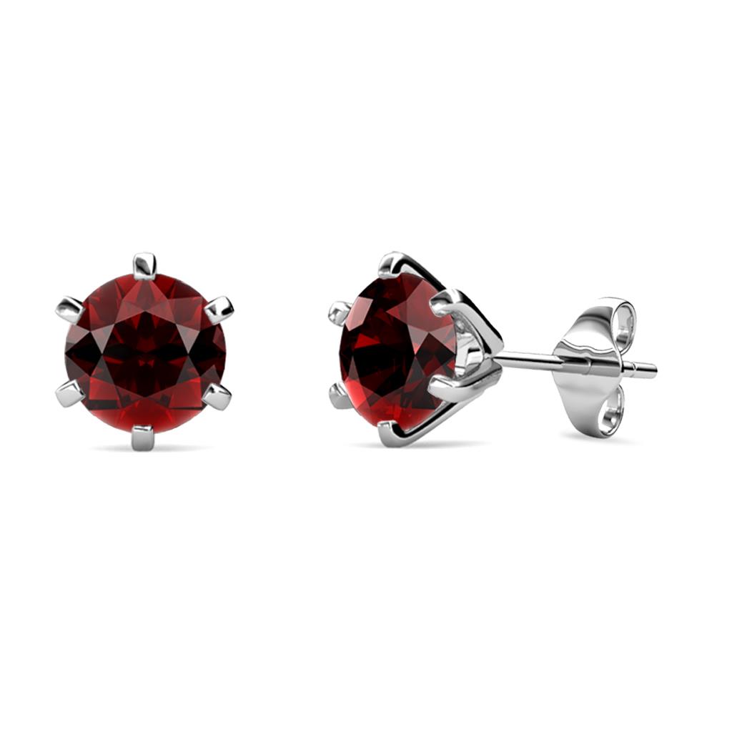 Kenna Red Garnet (6.5mm) Martini Solitaire Stud Earrings 