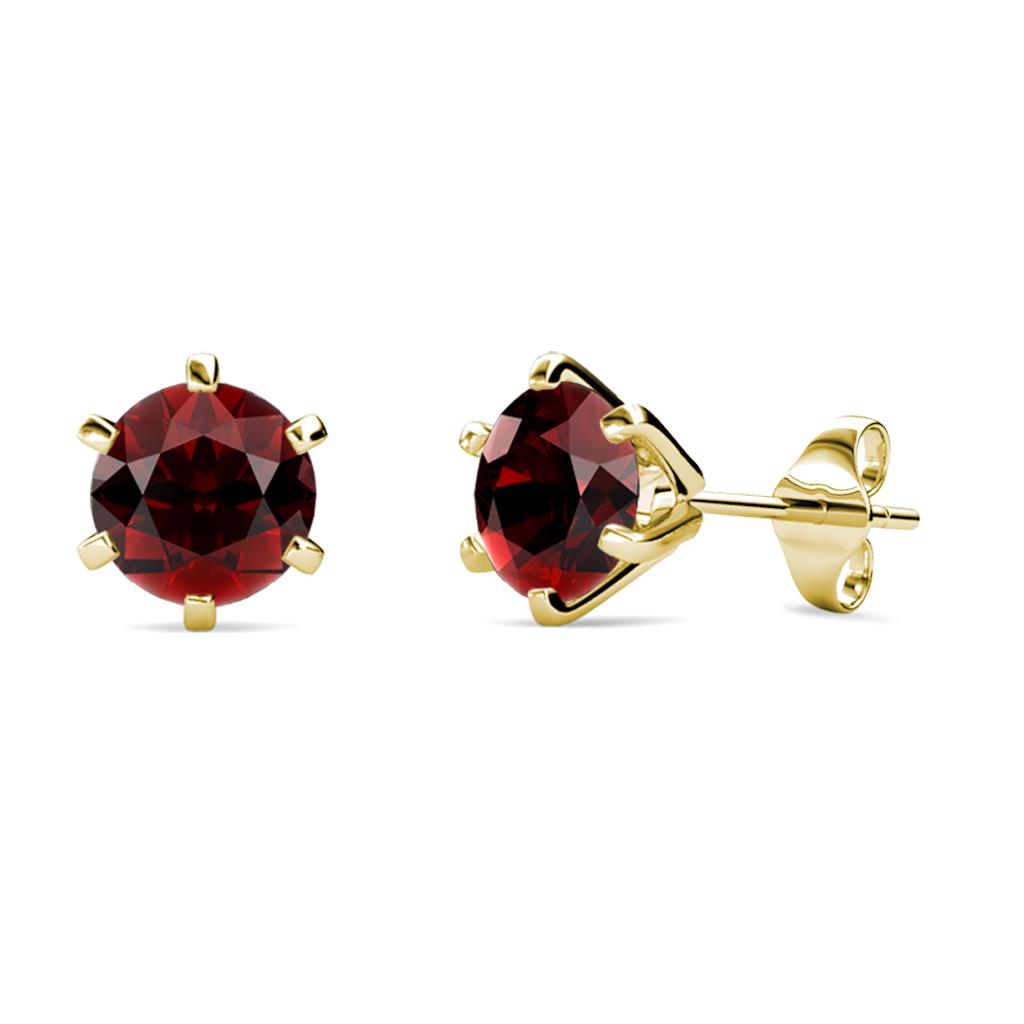 Kenna Red Garnet (6.5mm) Martini Solitaire Stud Earrings 