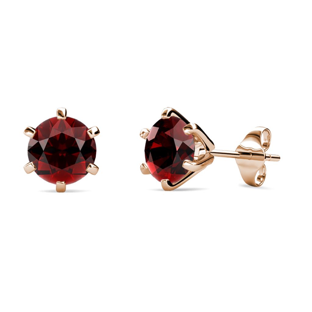 Kenna Red Garnet (6.5mm) Martini Solitaire Stud Earrings 