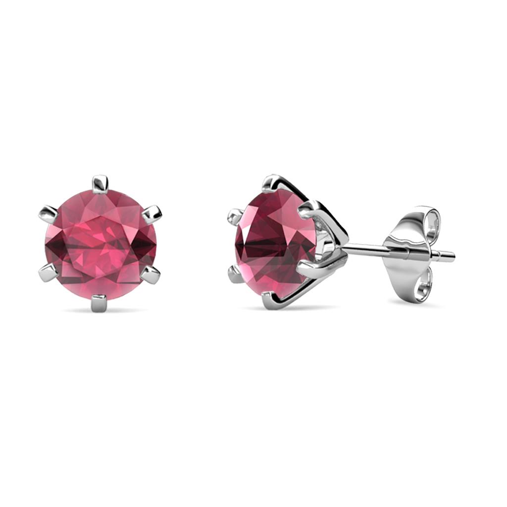 Kenna Rhodolite Garnet (6.5mm) Martini Solitaire Stud Earrings 