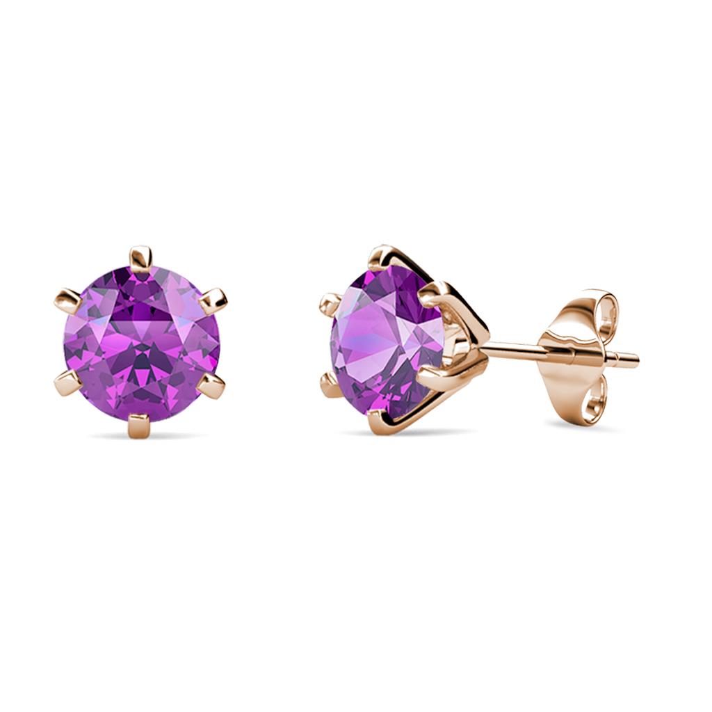 Kenna Amethyst (6.5mm) Martini Solitaire Stud Earrings 