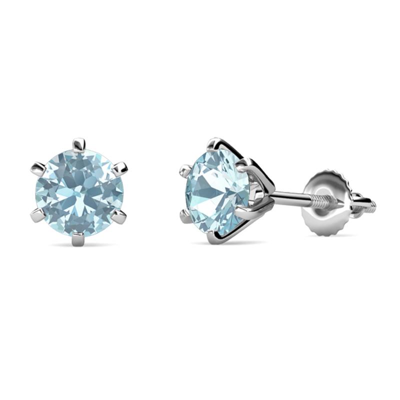 Kenna Aquamarine (6.5mm) Martini Solitaire Stud Earrings 