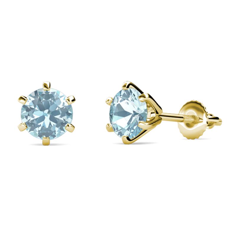 Kenna Aquamarine (6.5mm) Martini Solitaire Stud Earrings 