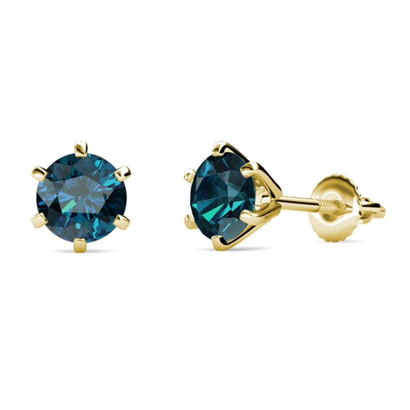 Kenna Blue Diamond (6.5mm) Martini Solitaire Stud Earrings 