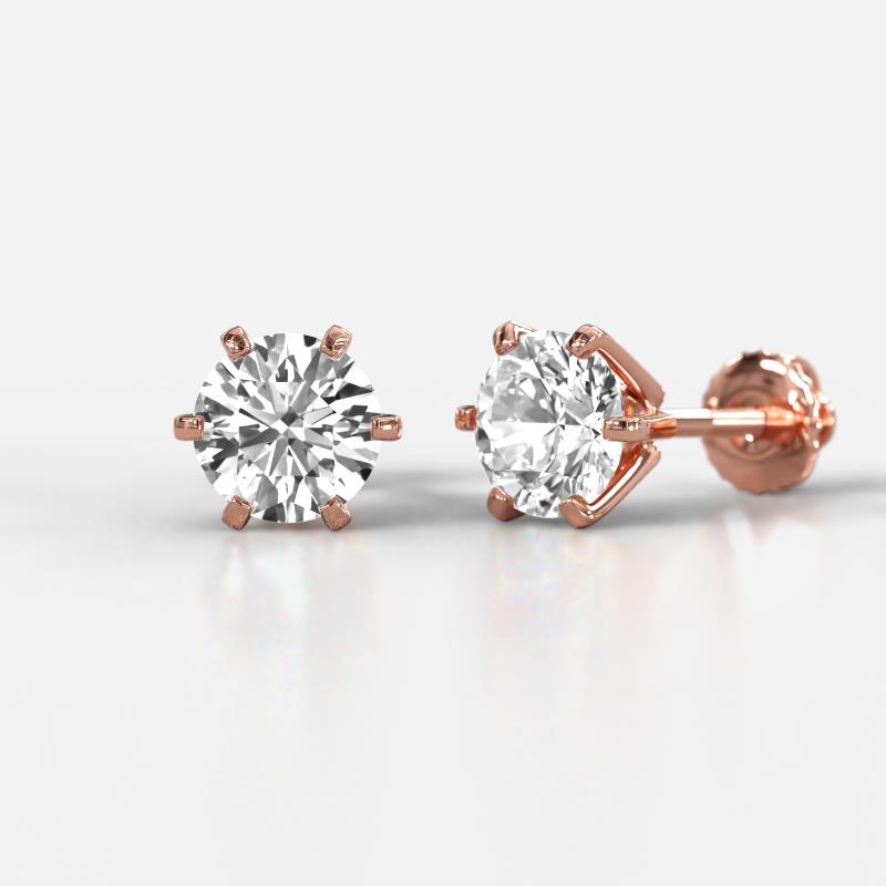 Kenna Lab Grown Diamond (6.5mm) Martini Solitaire Stud Earrings 