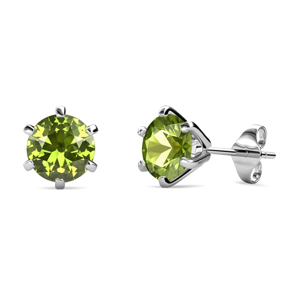 TriJewels Round Peridot 1 ctw Three Prong Womems Martini Solitaire Stud Earrings 14K Yellow Gold