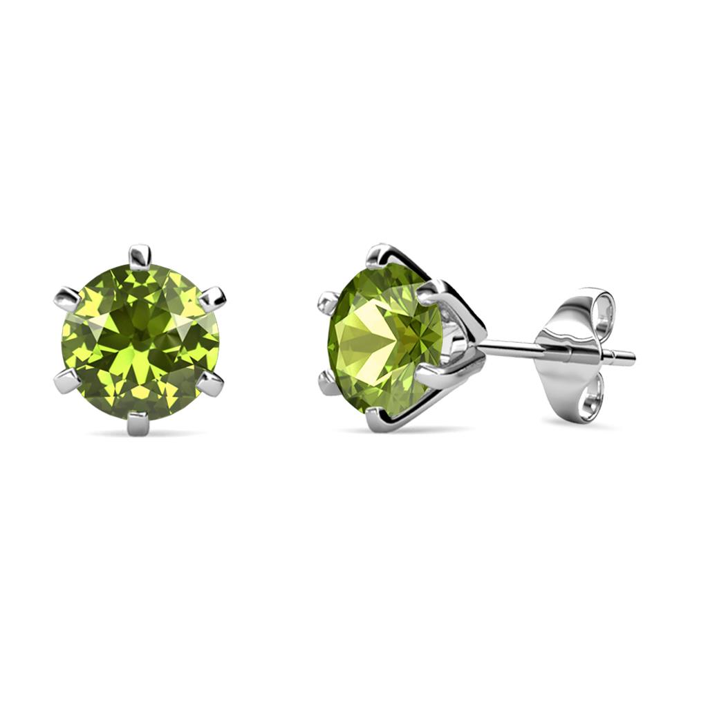 Kenna Peridot (6.5mm) Martini Solitaire Stud Earrings 