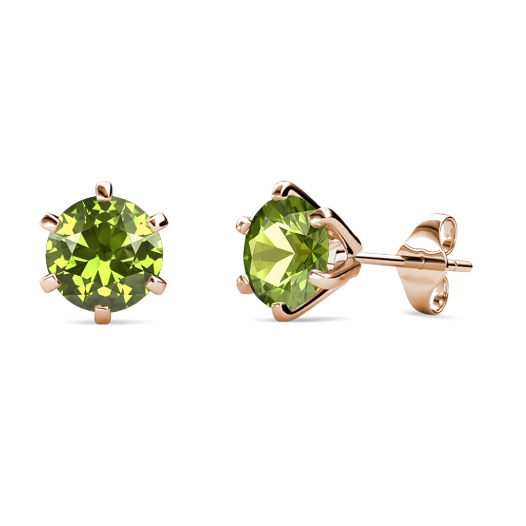 Kenna Peridot (6.5mm) Martini Solitaire Stud Earrings 