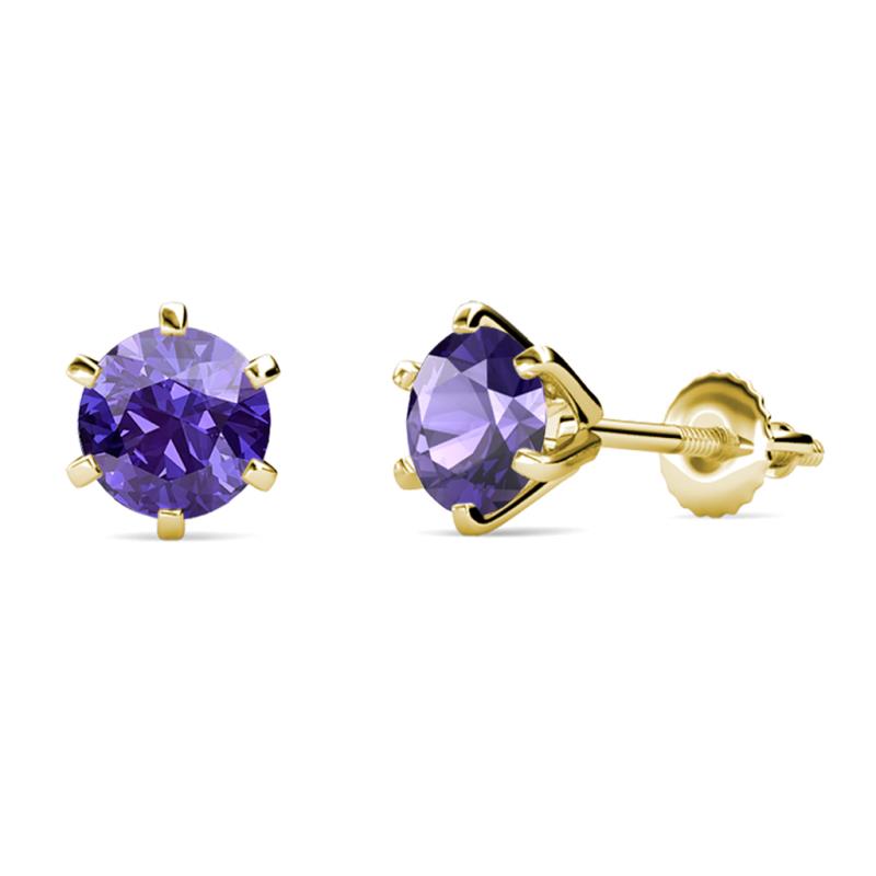 Kenna Iolite (6.5mm) Martini Solitaire Stud Earrings 