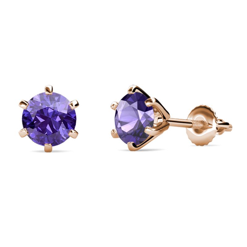 Kenna Iolite (6.5mm) Martini Solitaire Stud Earrings 