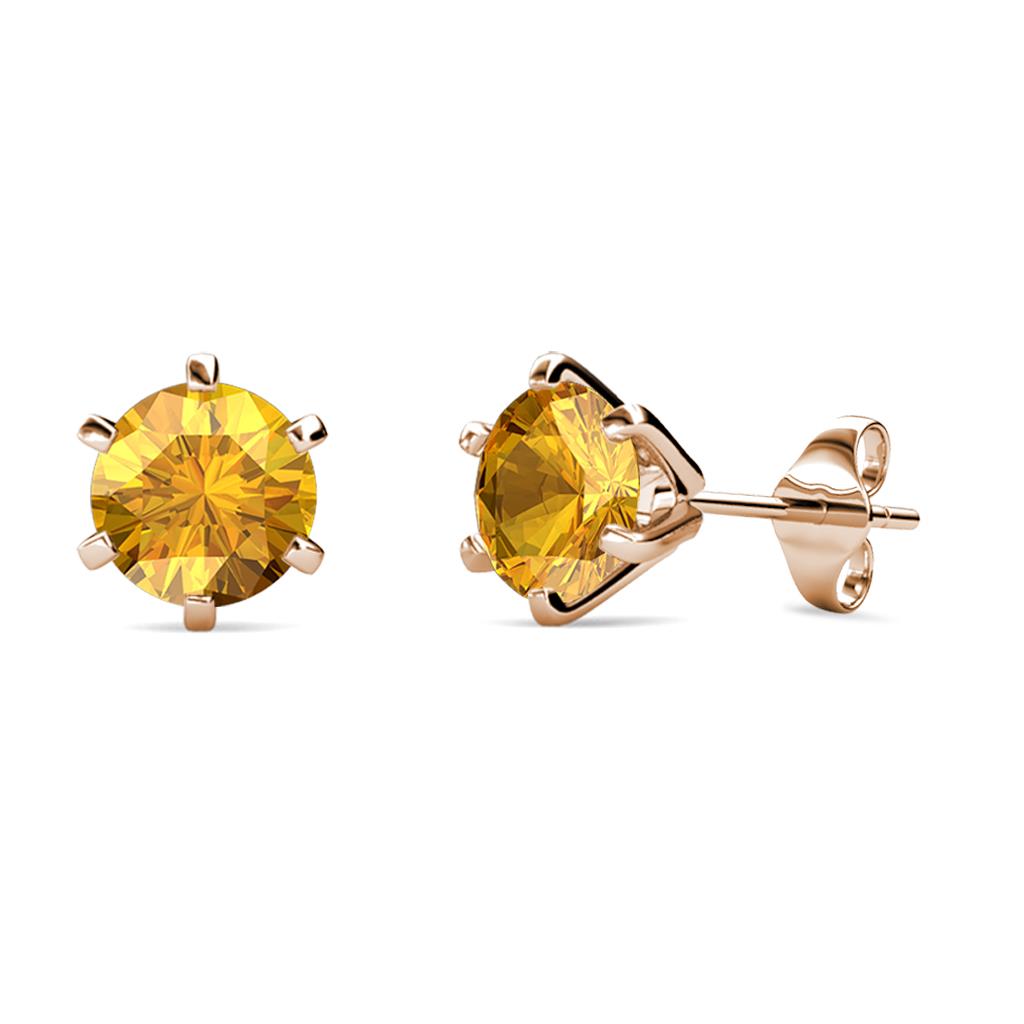 Kenna Citrine (6.5mm) Martini Solitaire Stud Earrings 