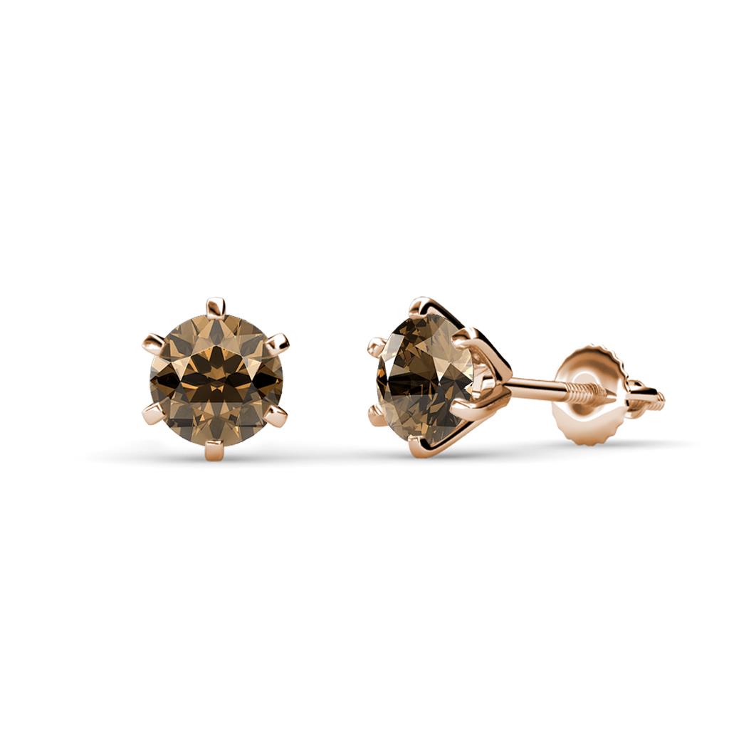 Kenna Smoky Quartz (6.5mm) Martini Solitaire Stud Earrings 