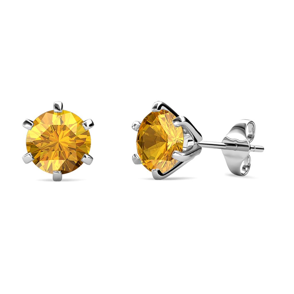 Kenna Citrine (6.5mm) Martini Solitaire Stud Earrings 