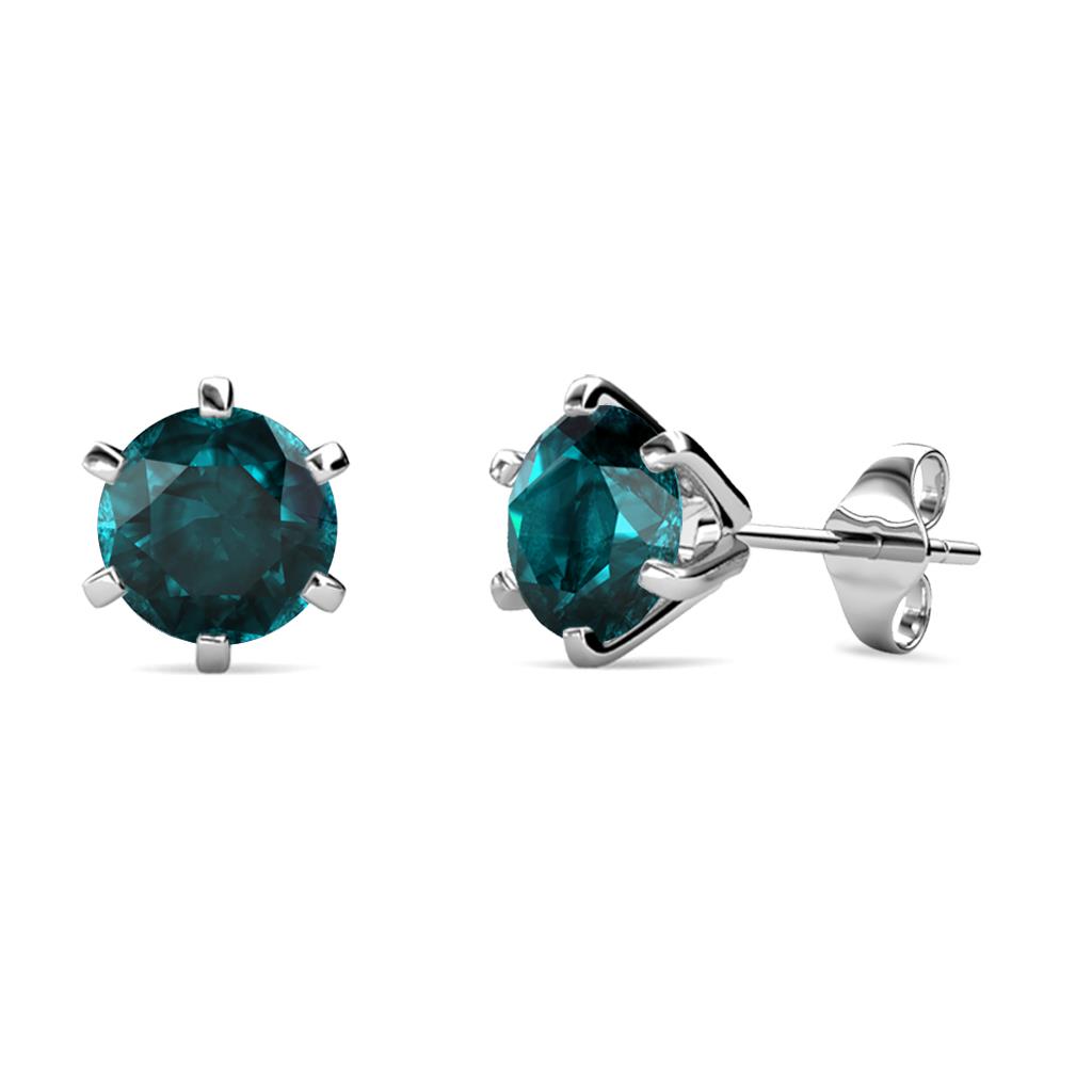 Kenna London Blue Topaz (6.5mm) Martini Solitaire Stud Earrings 