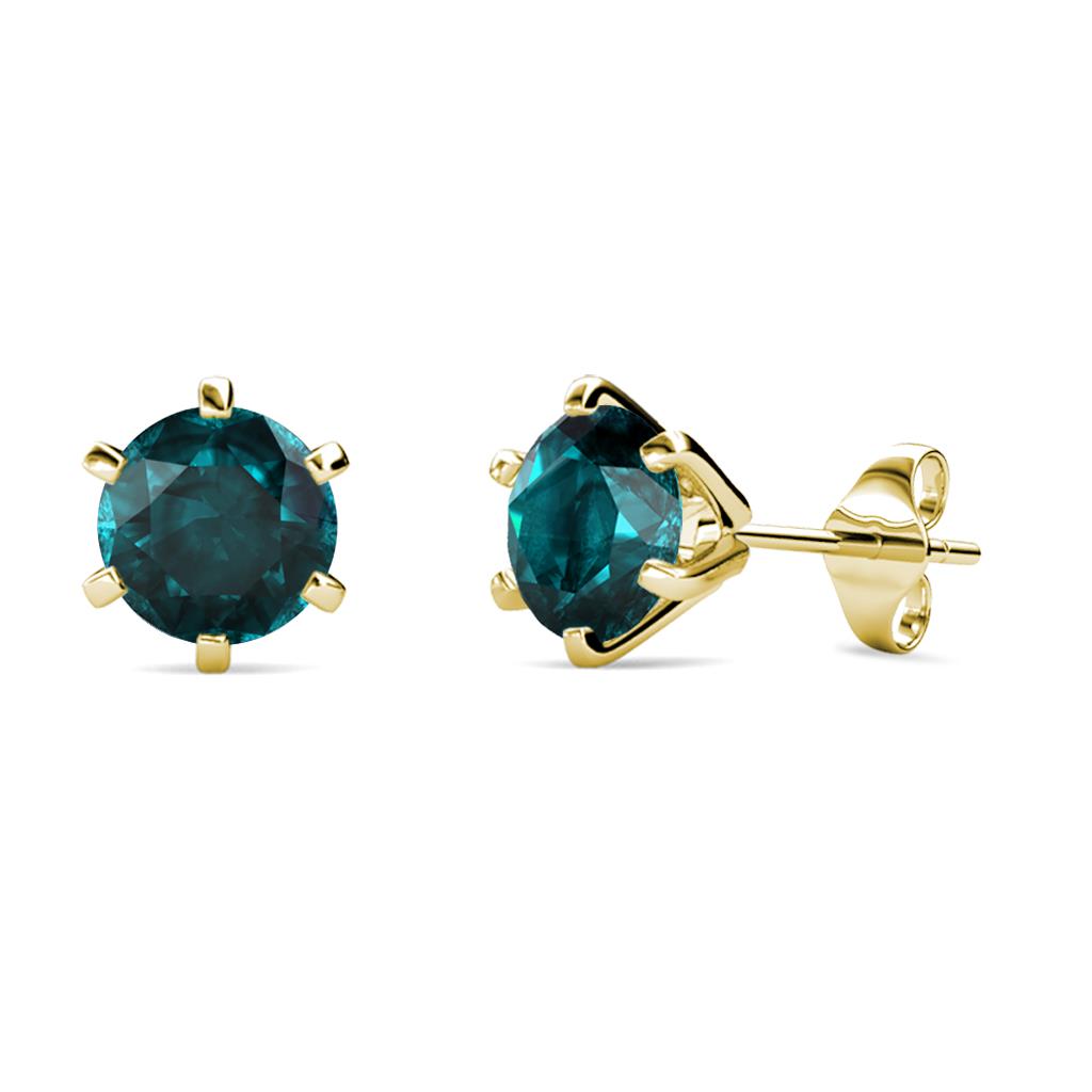 Kenna London Blue Topaz (6.5mm) Martini Solitaire Stud Earrings 