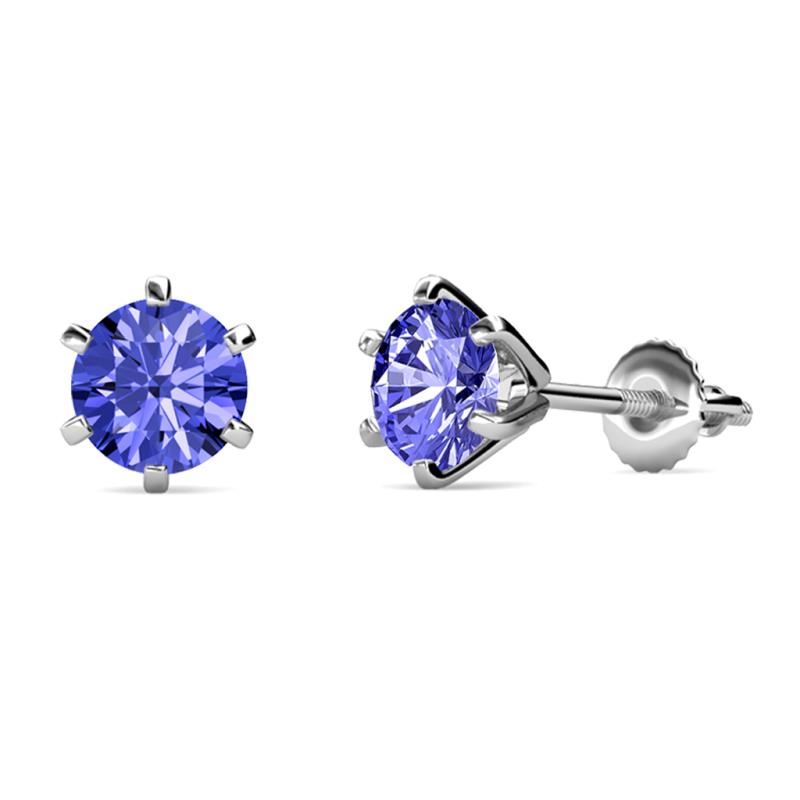 Kenna Tanzanite (6.5mm) Martini Solitaire Stud Earrings 