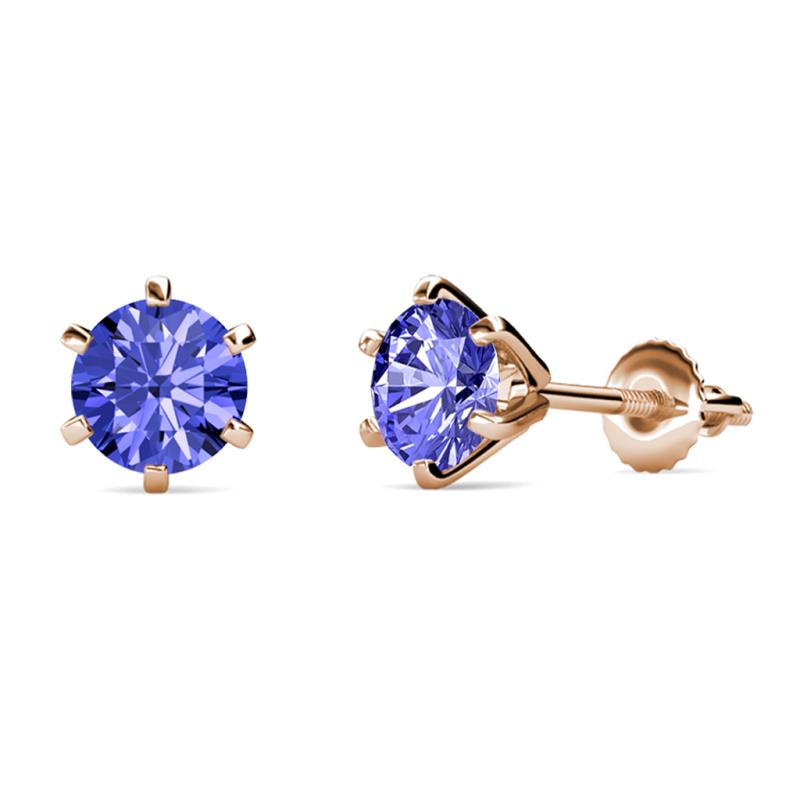 Kenna Tanzanite (6.5mm) Martini Solitaire Stud Earrings 