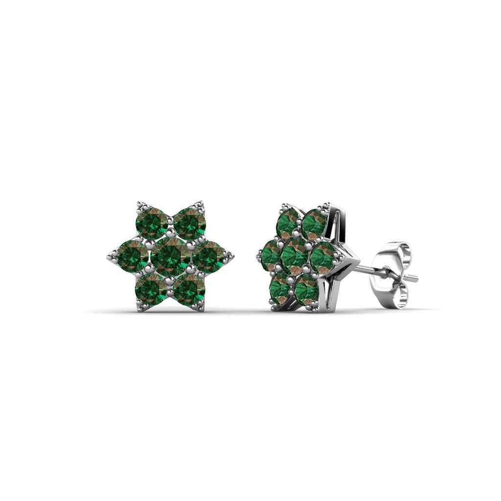 Amora Lab Created Alexandrite Flower Earrings 