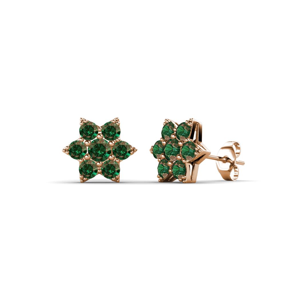 Amora Lab Created Alexandrite Flower Earrings 