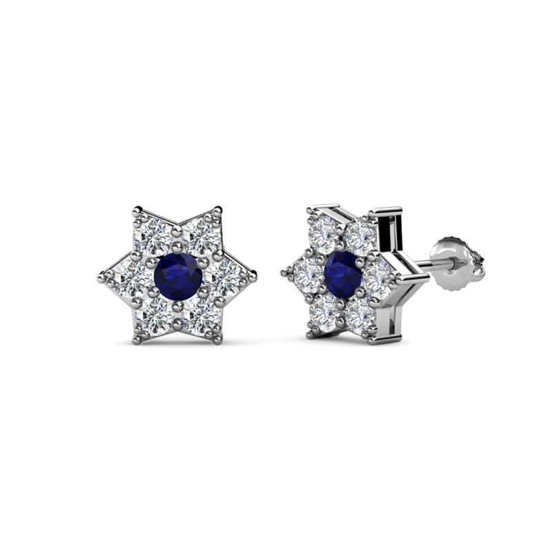 Amora Blue Sapphire and Lab Grown Diamond Flower Earrings 