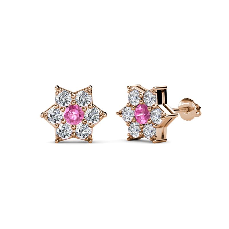 Amora Pink Sapphire and Lab Grown Diamond Flower Earrings 