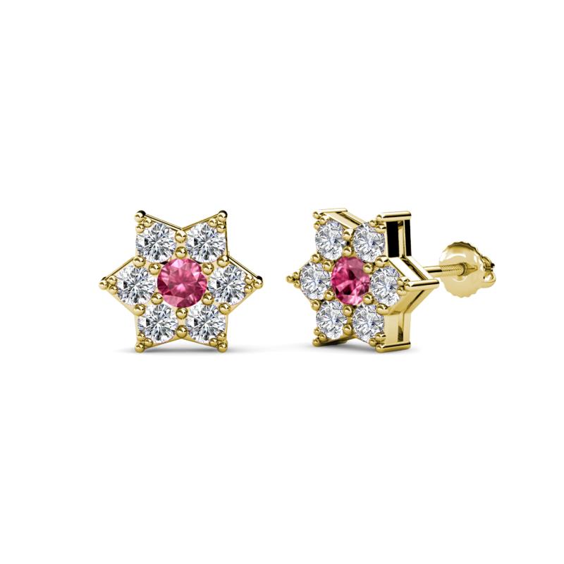 Amora Pink Tourmaline and Lab Grown Diamond Flower Earrings 