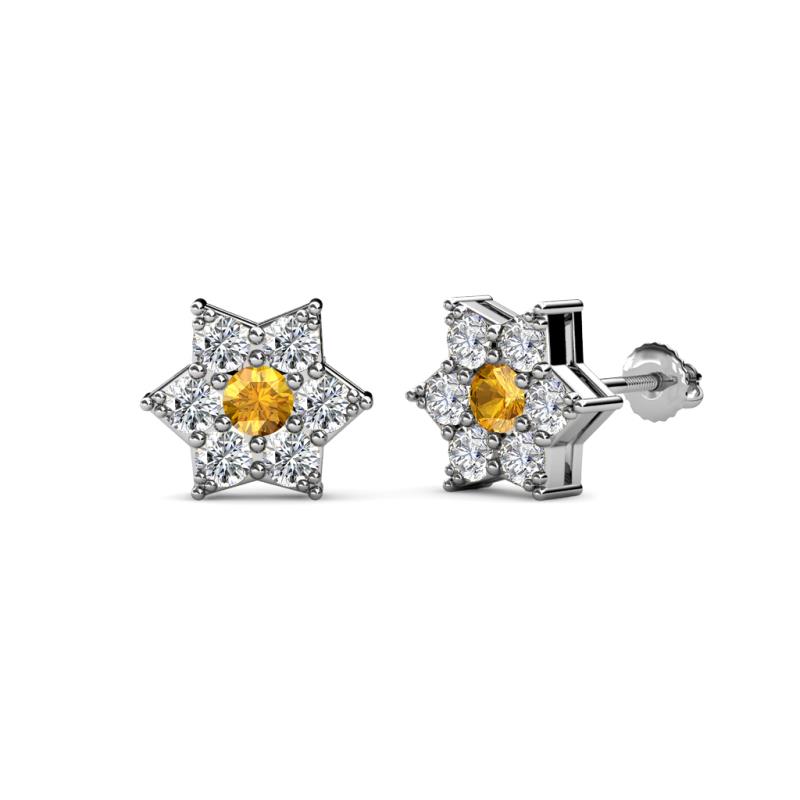 Amora Citrine and Lab Grown Diamond Flower Earrings 