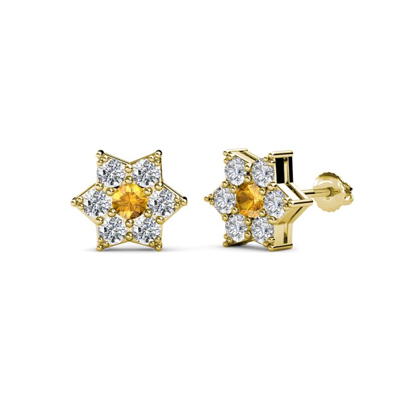 Amora Citrine and Lab Grown Diamond Flower Earrings 
