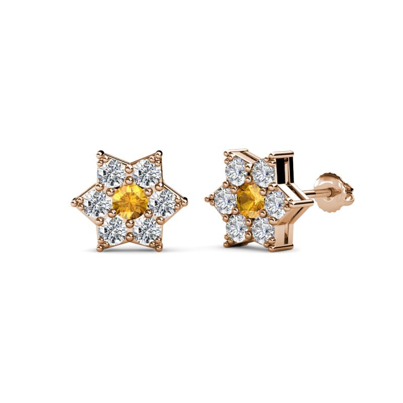 Amora Citrine and Lab Grown Diamond Flower Earrings 
