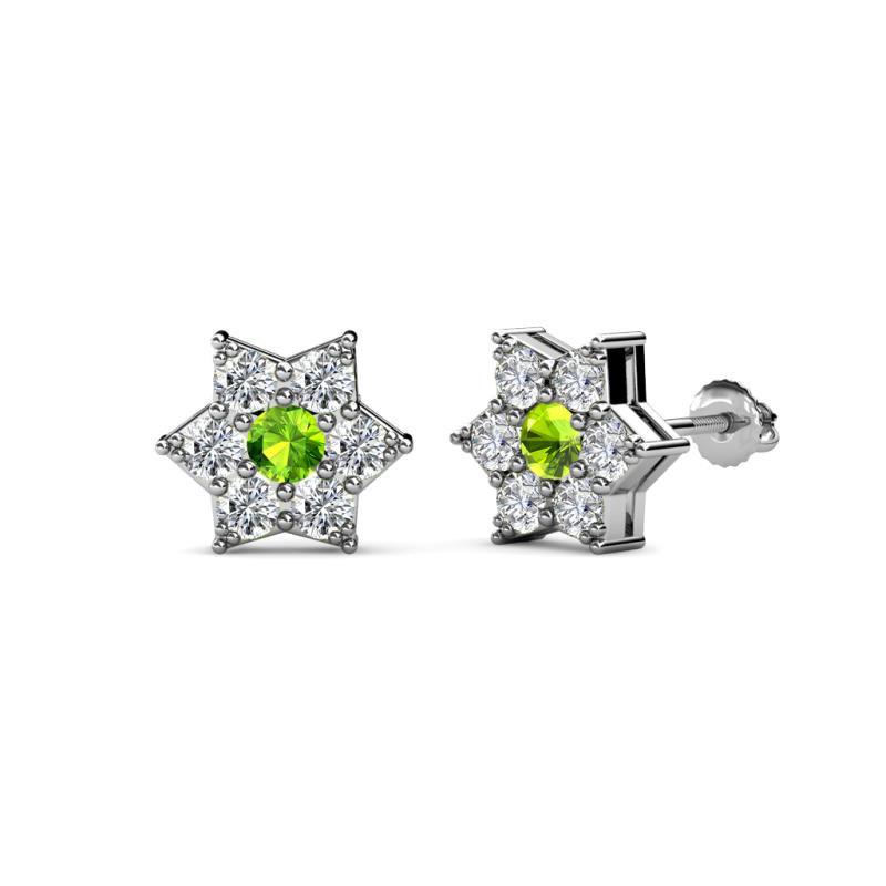 Amora Peridot and Lab Grown Diamond Flower Earrings 
