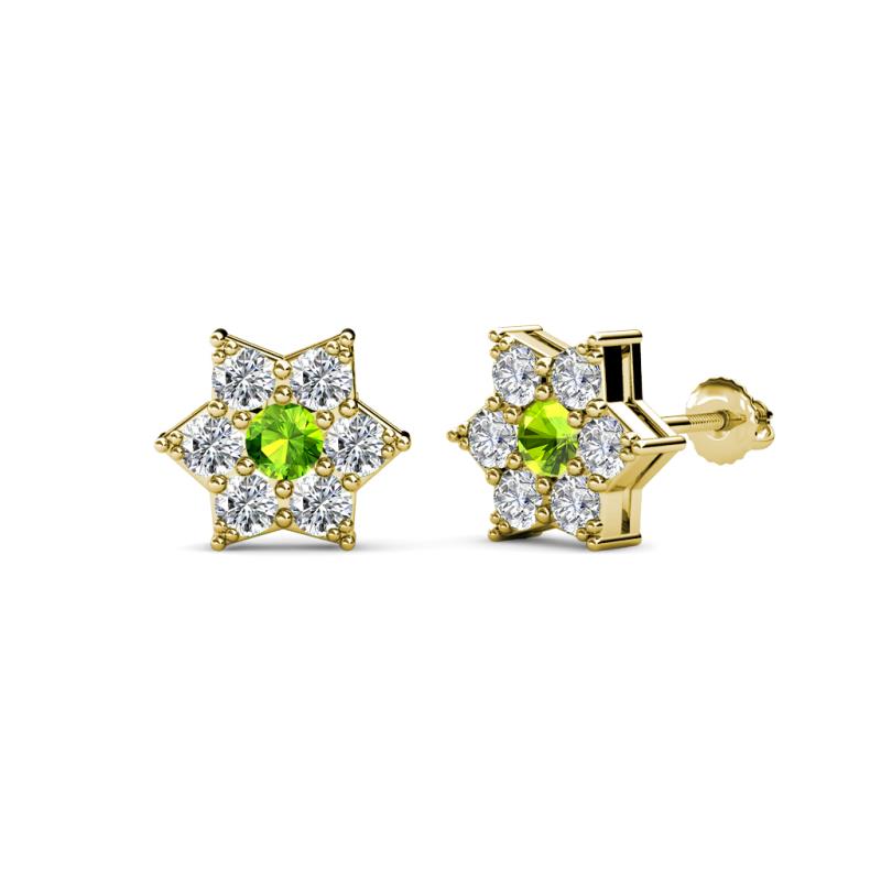 Amora Peridot and Lab Grown Diamond Flower Earrings 