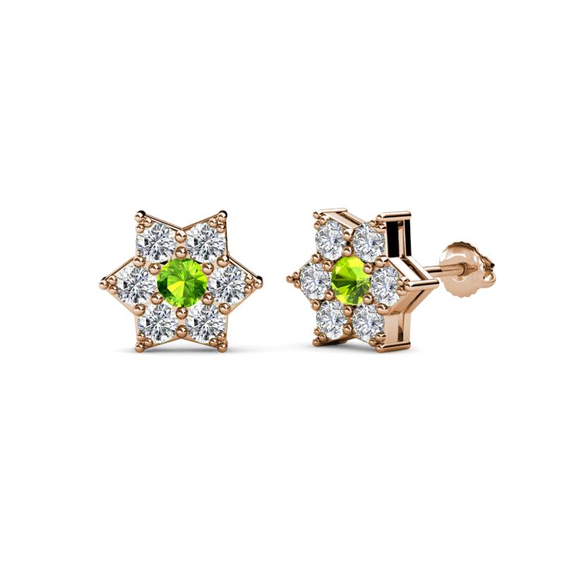 Amora Peridot and Lab Grown Diamond Flower Earrings 