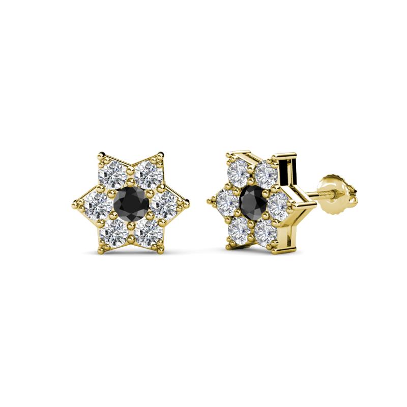 Amora Black and White Lab Grown Diamond Flower Earrings 