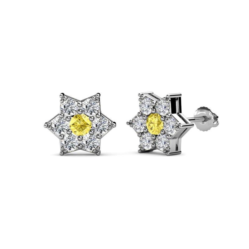 Amora Yellow Sapphire and Lab Grown Diamond Flower Earrings 