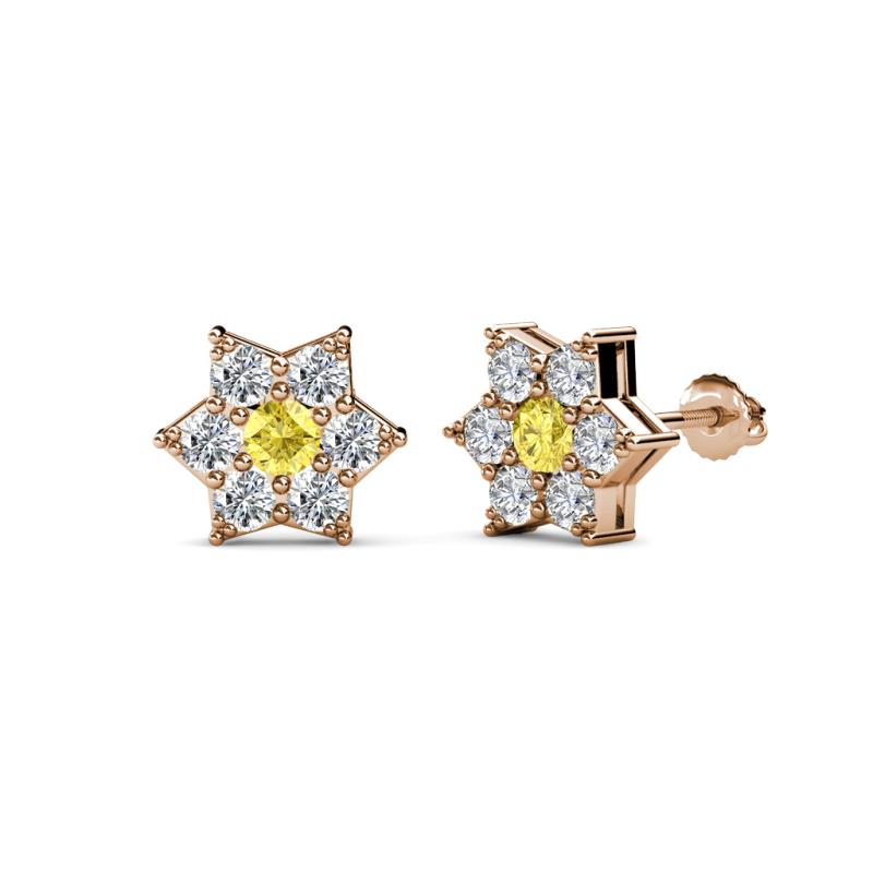 Amora Yellow Sapphire and Lab Grown Diamond Flower Earrings 