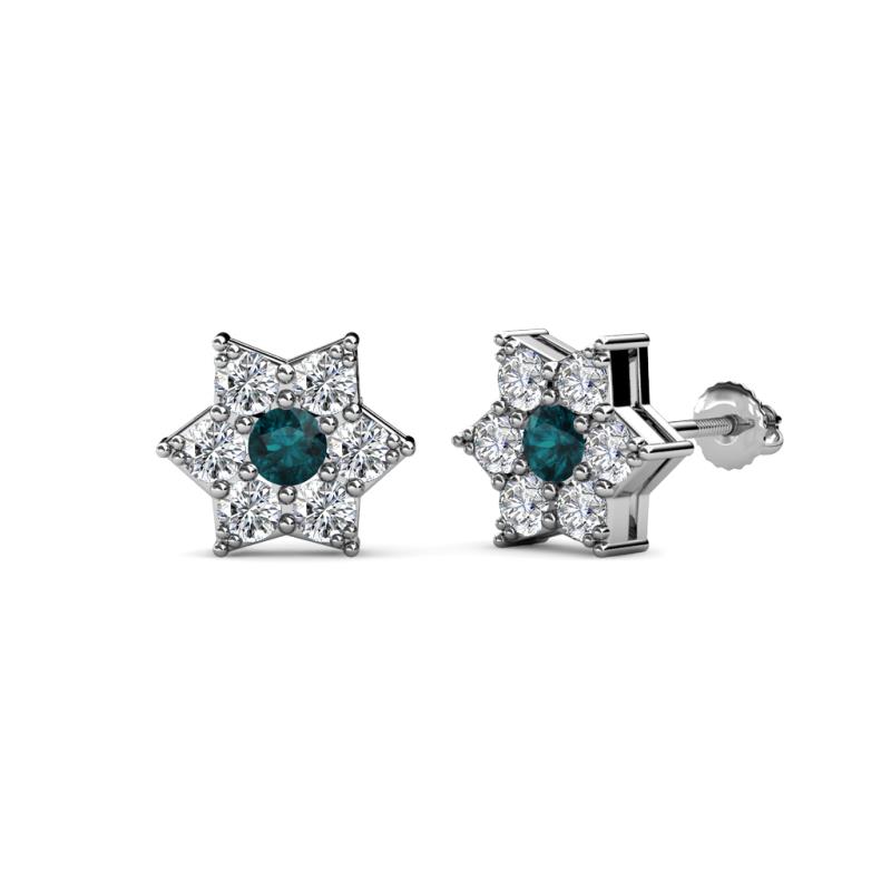 Amora London Blue Topaz and Lab Grown Diamond Flower Earrings 