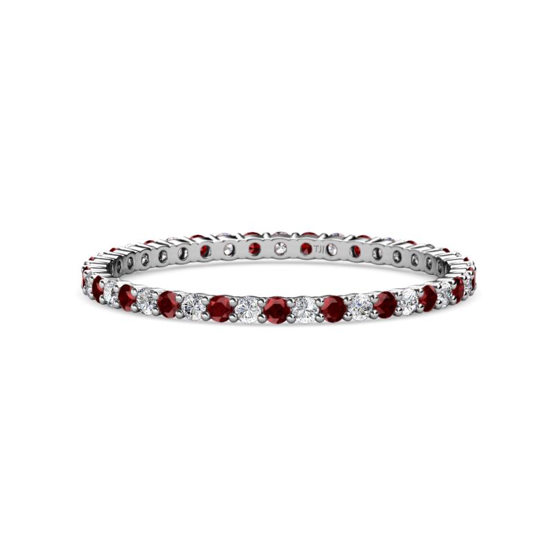 Joyce 1.50 mm Red Garnet and Diamond Eternity Band 