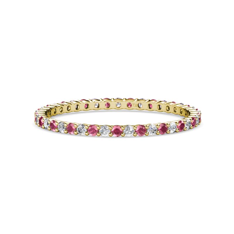Joyce 1.50 mm Rhodolite Garnet and Lab Grown Diamond Eternity Band 