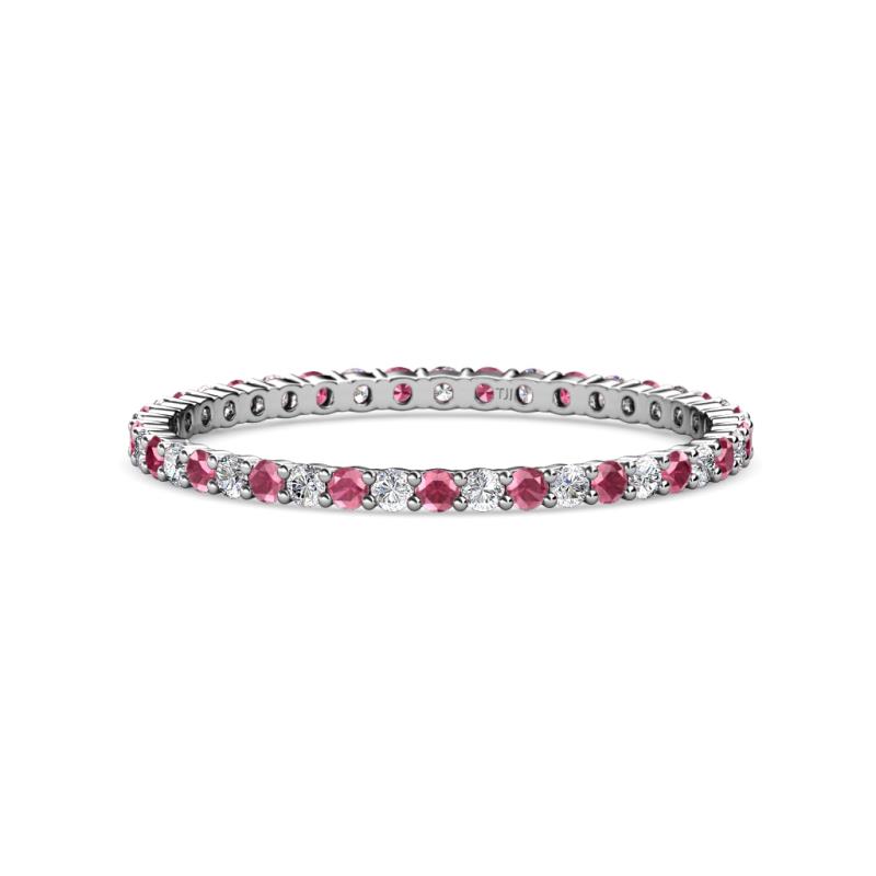Joyce 1.50 mm Rhodolite Garnet and Lab Grown Diamond Eternity Band 