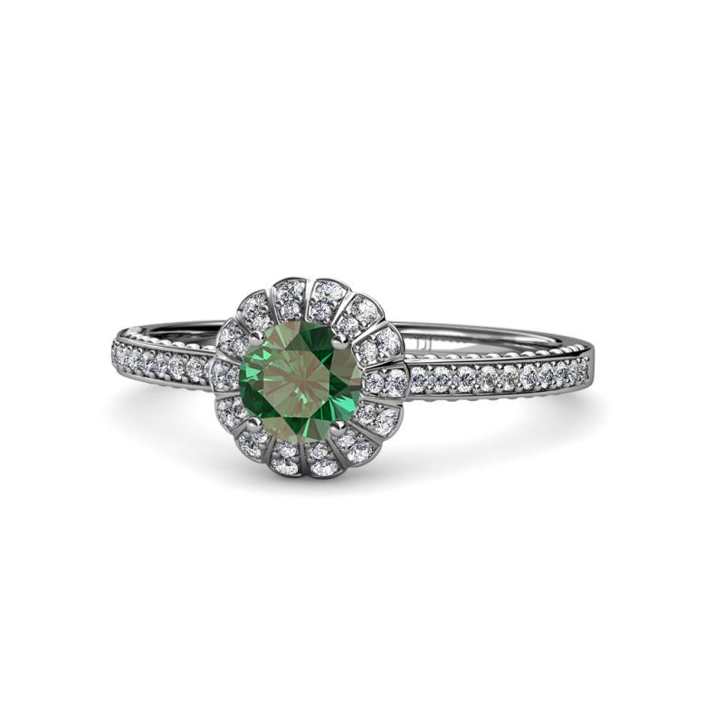 Jolie Signature Diamond and Lab Created Alexandrite Floral Halo Engagement Ring 